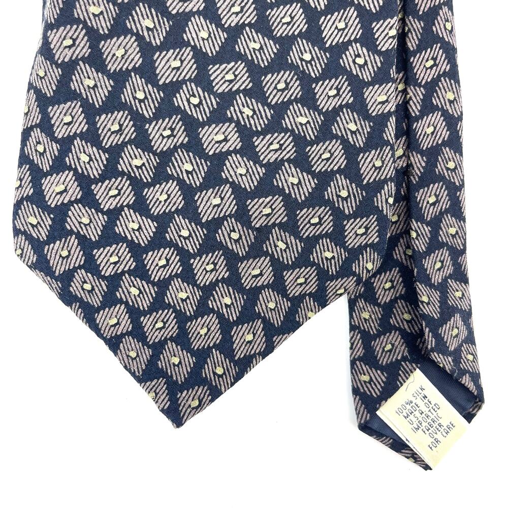 Men’s Silk Neck Tie Classic Navy Gray geometric 4 x 58